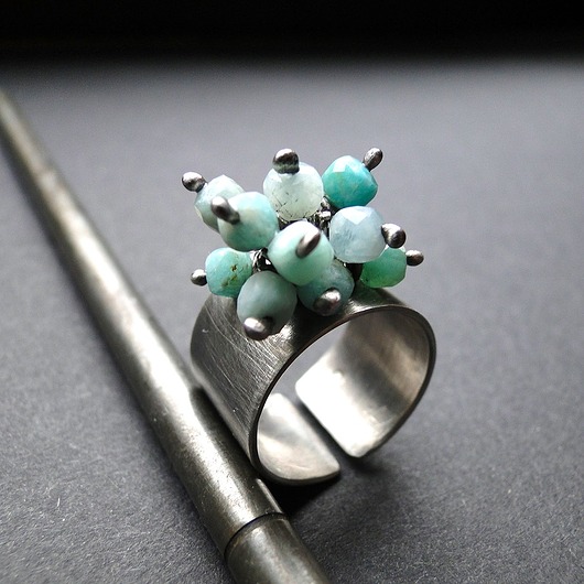 pierścionki srebrne Pierścień Malediwy-amazonit