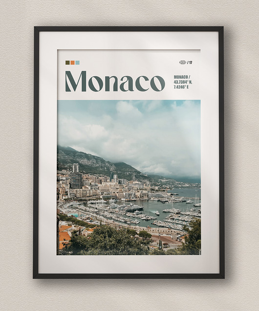 plakaty Minimalistyczny plakat Monako - Do salonu, sypialni, biura