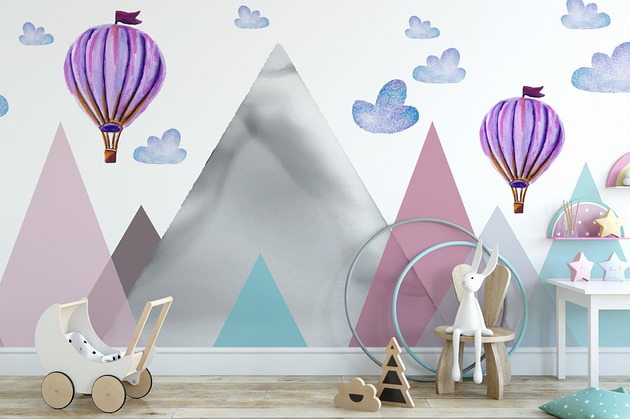 Fototapeta Pastelowe góry i balony AdGarden