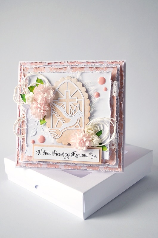 kartki scrapbooking Pamiątka Pierwszej Komunii Świętej dla dziewczynki