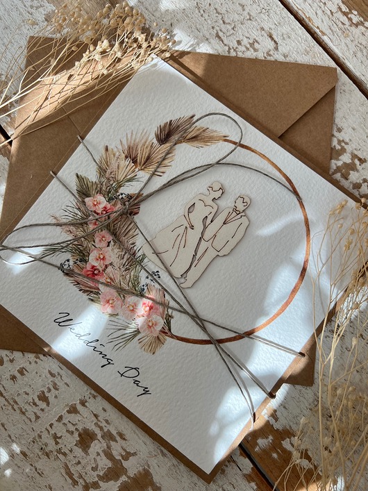 zaproszenia i kartki na ślub Stylowa kartka ślubna z kopertą Wedding Day