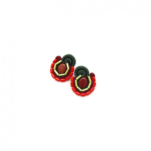 Kolczyki soutache - folkowe, sztyfty, małe  maanuela