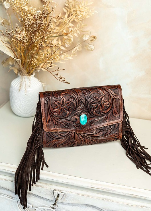 torby na ramię Skórzana torebka ręcznie robiona Phulera ciemnobrązowa