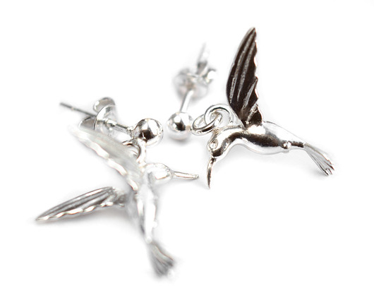 Kolibry - kolczyki srebrne z kolibrami Marisella