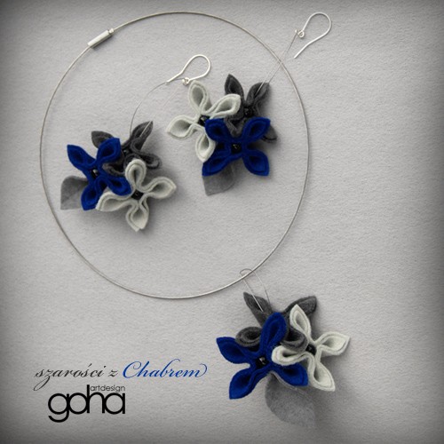 szarości z chabrem- zamówienie FlowerFelt Design