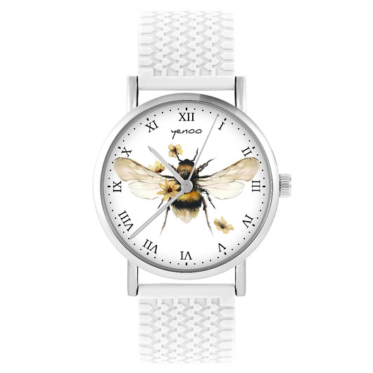 zegarki unisex Zegarek - Bee natural - silikonowy, biały
