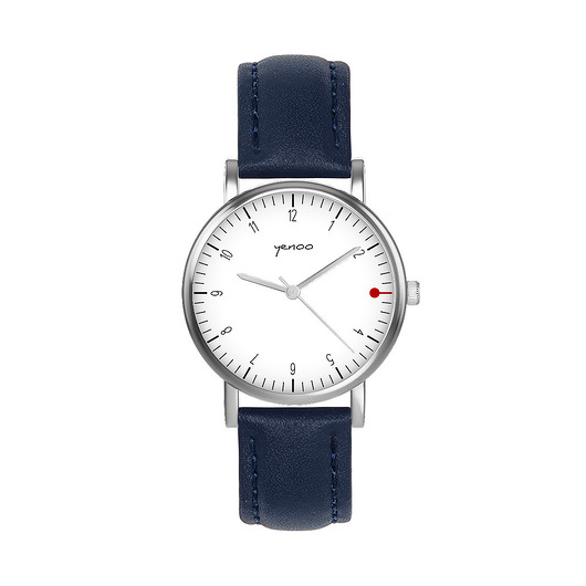 zegarki unisex Zegarek  mały - Simple biały - skórzany, granatowy