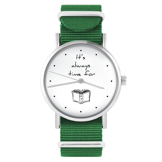 zegarki unisex Zegarek - Time for a book - zielony, nylonowy