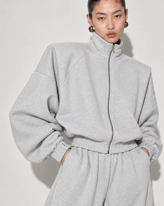 bluza bez kaptura damska Bluza Wow zipper grey