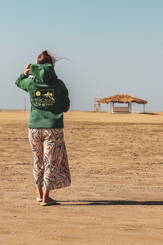 bluza z kapturem damska HOODIE Bottle Green Sun Comes Up For You