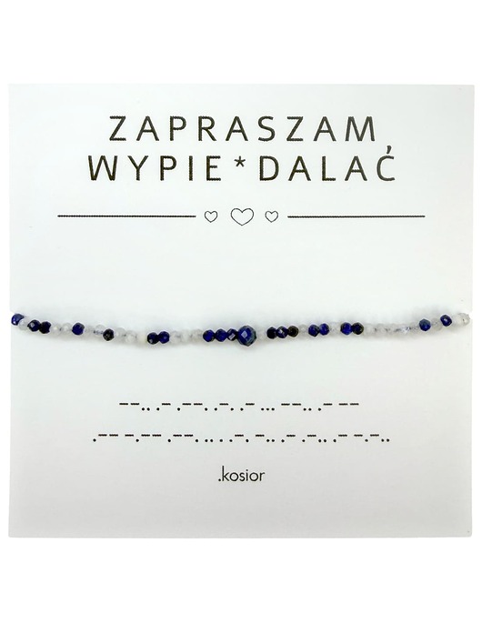 bransoletki na sznurku Bransoletka z alfabetem Morse Lapis lazuli, Kamień księżycowy