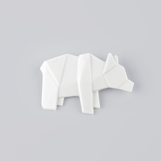 Broszka Porcelanowa Origami Niedźwiedź Biała StehlikDesign
