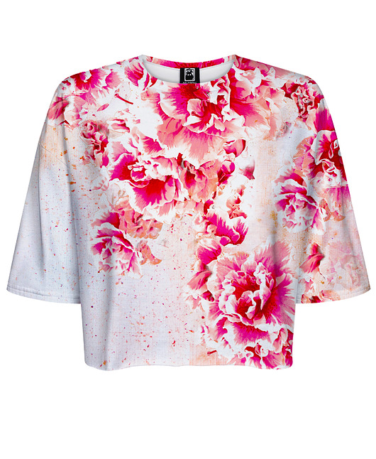 t-shirt damskie DR.CROW T-shirt Krótki CROP Beautiful Flowers Red