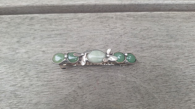 spinki i klamry do włosów Agaty na zielono - klamra do włosów