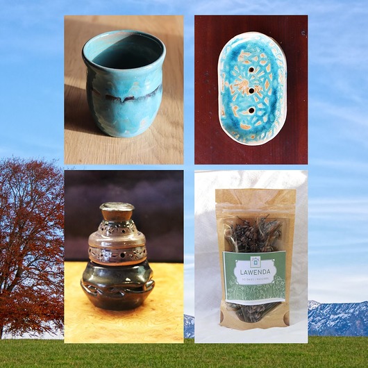 dodatki - łazienka - różne Zestaw Łazienkowy Niebo mydelniczka kubek na szczoteczki świece