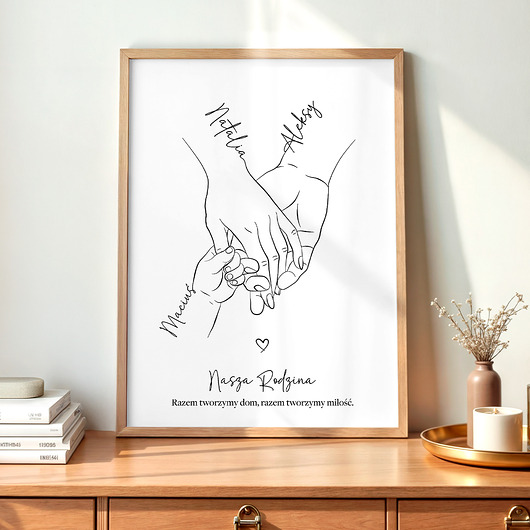 grafiki i ilustracje Plakat personalizowany Rodzina 3 osoby - 002