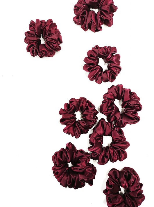 gumki do włosów Scrunchie satynowa Bordo