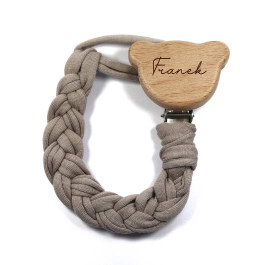 niemowlak - inne Zawieszka do smoczka bawełna pleciona miś