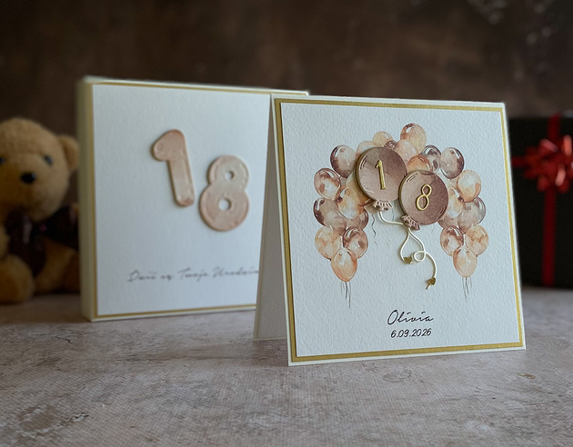kartki scrapbooking Kartka na 18 urodziny z pudełkiem i kopertą, BH 20B