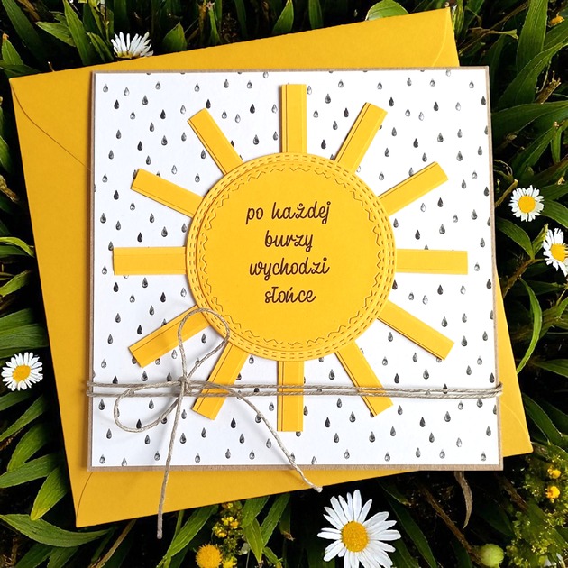 kartki scrapbooking Po każdej burzy wychodzi słońce  - urocza kartka podtrzymująca na duchu