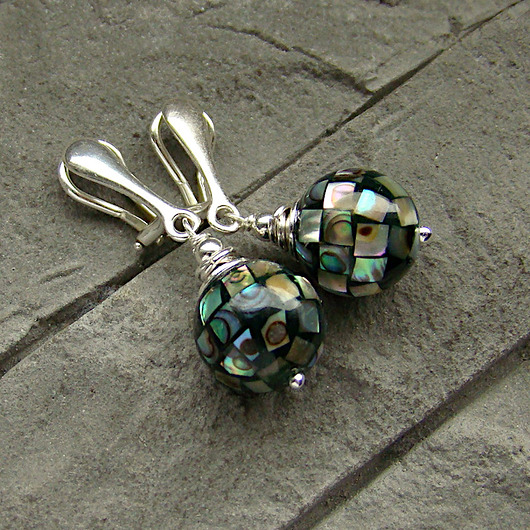 klipsy Abalone Moisac - srebrne klipsy