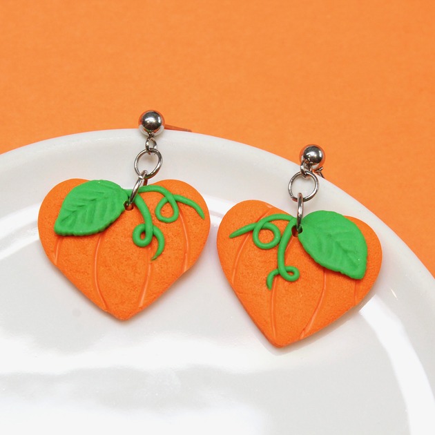 kolczyki z masy plastycznej JESIENIARA kolczyki serca dynie