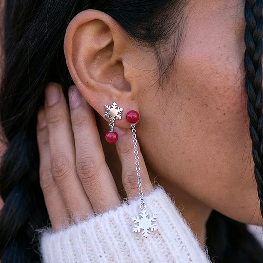 kolczyki szklane Świąteczne jarzębiny