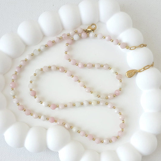 korale Naszyjnik z kamieni naturalnych: różowy opal