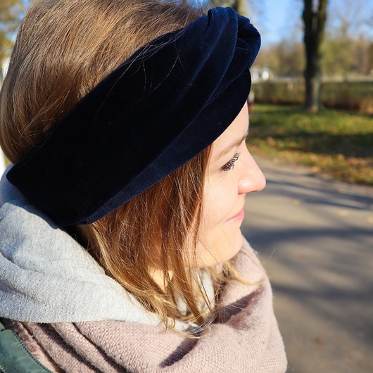 Navy Velvet Turban - Opaska Girlsband