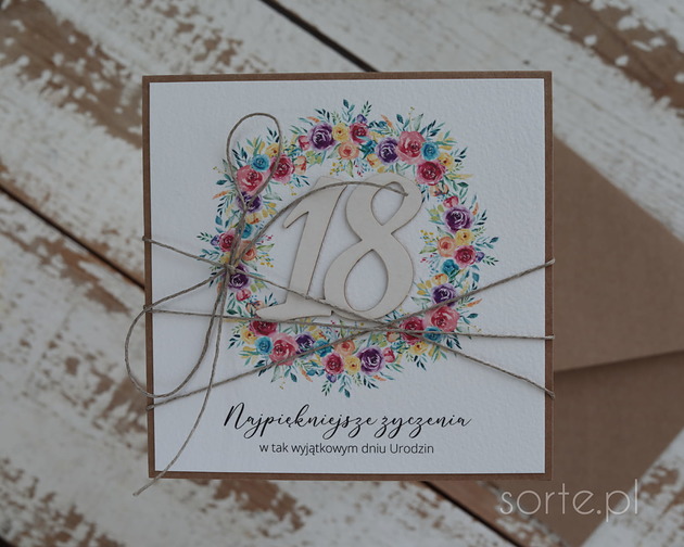 kartki scrapbooking Stylowa kartka na 18 urodziny, na osiemnastkę