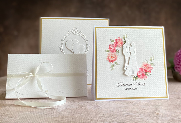 zaproszenia i kartki na ślub Elegancki zestaw ślubny w pudełku z banderolą - WEDDING CHARM, WA 26