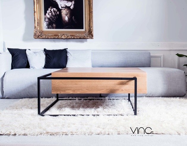 stoliki kawowe Stolik kawowy lity dębowy Drewno Design Loft Dąb