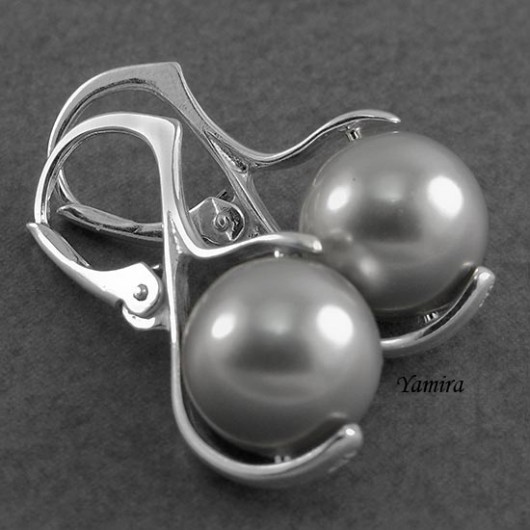 kryształ Swarovski Light Grey pearl subtelle - kolczyki yamira