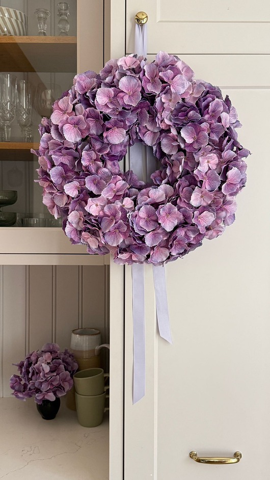 wianki SZTUCZNY Wianek HORTENSJA na drzwi - ok.44cm