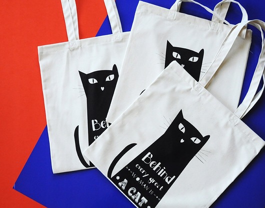 torby na zakupy Behind every great woman is a cat , torba zakupowa