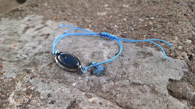 bransoletki wire wrapping Labradoryt na lato vol.2  - bransoletka sznurkowa