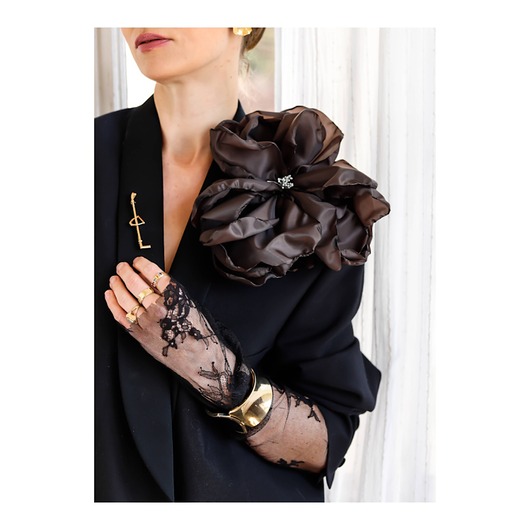 broszki Duża broszka kwiat brązowa