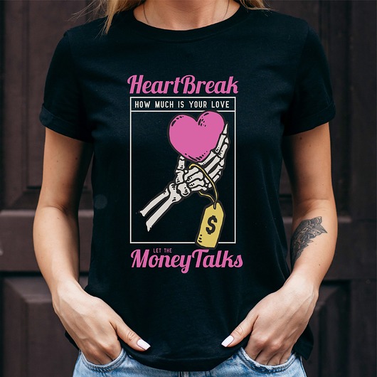t-shirt damskie Koszulka damska czarna  Heart break