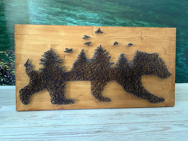 inne String Art Niedźwiedź Obraz na drewnie