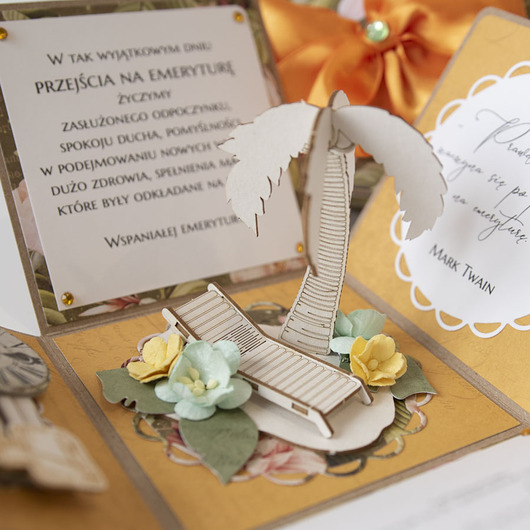 kartki scrapbooking Kartka prezent na emeryturę exploding box
