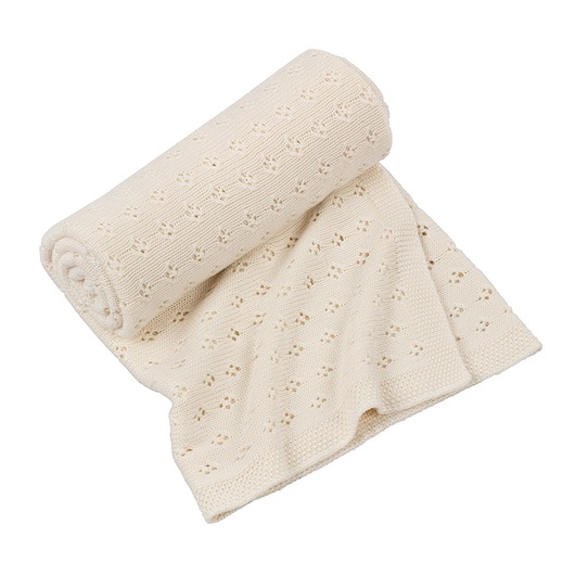 Ażurowy kocyk bambusowy Waniliowy Cotton & Sweets