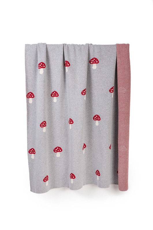 kocyki, kołderki, pościel dla dzieci Duży Kocyk z bawełny organicznej - Muchomory