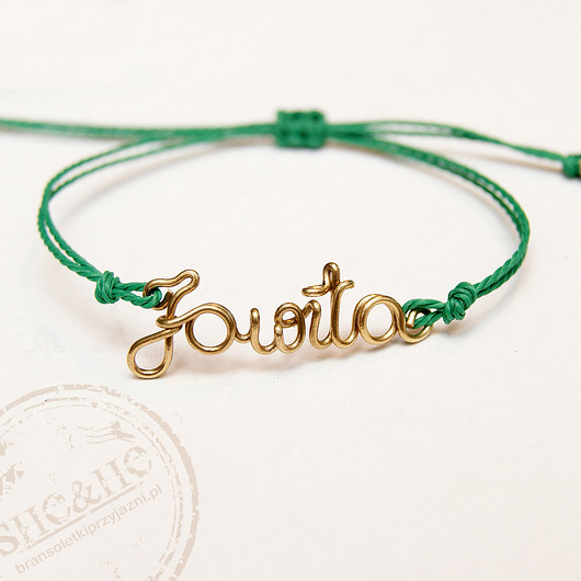 bransoletki na sznurku Bransoletka z imieniem z  drutu