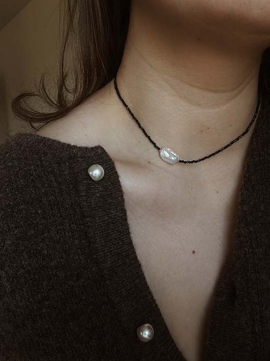 naszyjniki - inne Naszyjnik Onyks z perłą