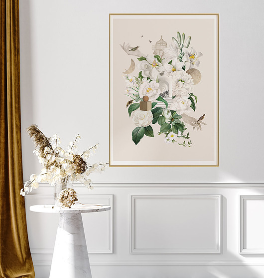 Plakat Białe kwiaty 50x70 cm Anita Tomala