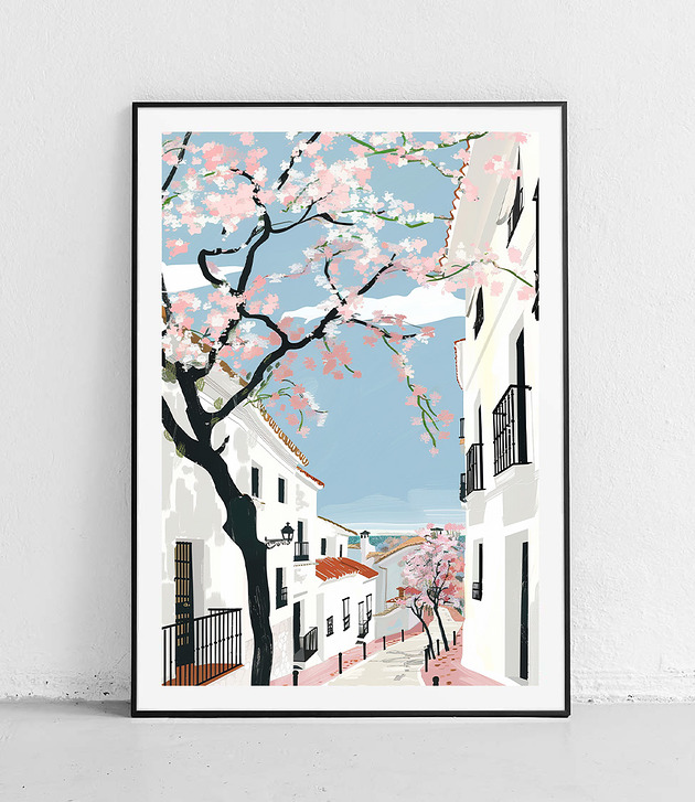 plakaty Plakat Wiosenna aleja z kwiatami