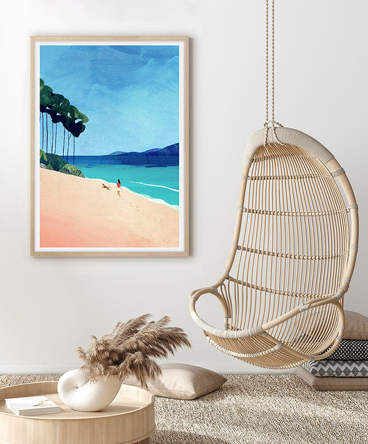 plakaty Złota plaża - spacer nad oceanem - plakat fine art