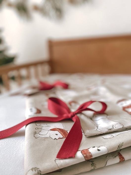 kocyki, kołderki, pościel dla dzieci Pościel świąteczna dla dzieci 100x135 cm / 40x60 cm - misie polarne