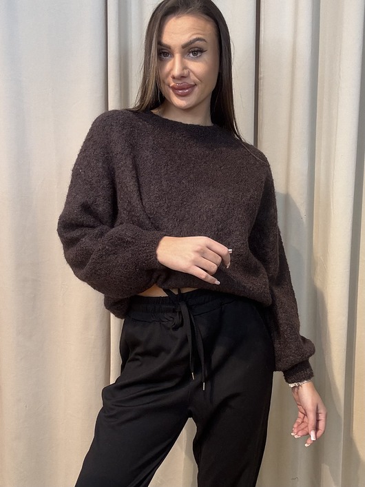 swetry damskie Sweter boucle Marrone