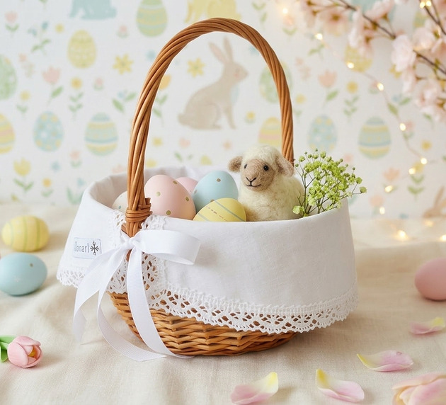 koszyki wielkanocne Serwetka do koszyka WIĄZANA mała KLASYCZNA